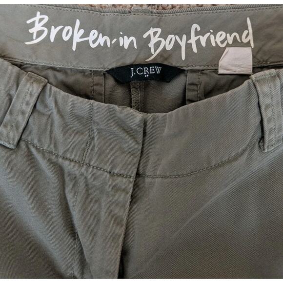 J.Crew Women's Olive Green Chino BROKEN-IN Boyfriend Shorts - Size 4 - EUC - Picture 3 of 7